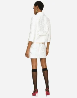 Short brocade skirt with DG logo