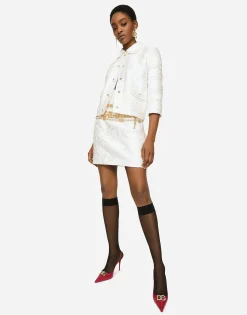 Short brocade skirt with DG logo