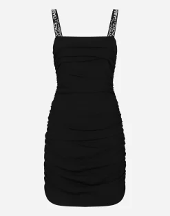 Short cady dress with draping