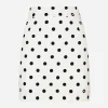 Short charmeuse skirt with polka-dot print