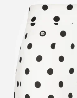 Short charmeuse skirt with polka-dot print