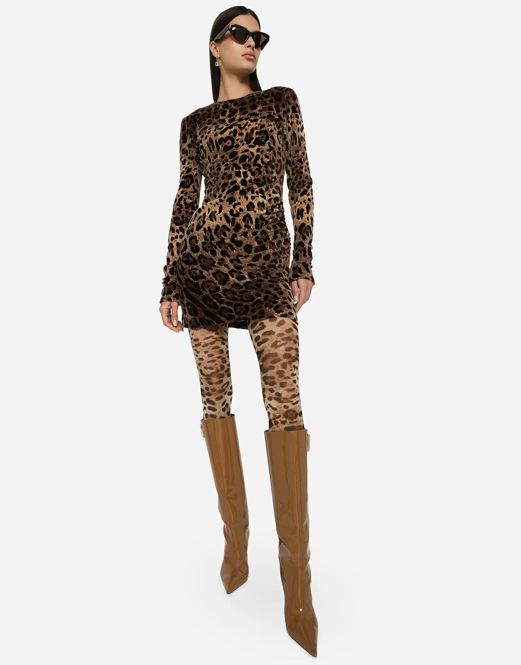 Short chenille jacquard dress with DG logo