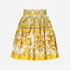 Short circle skirt in majolica-print cotton