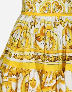 Short circle skirt in majolica-print cotton