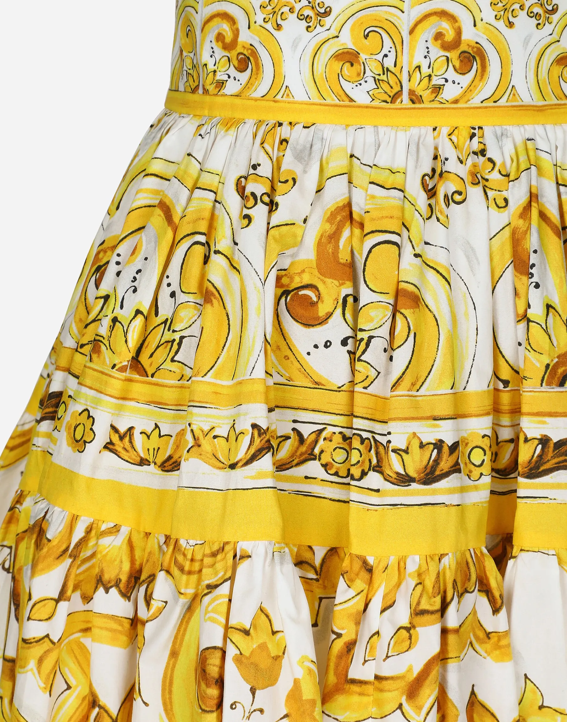 Short circle skirt in majolica-print cotton