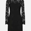 Short cordonetto lace dress with a jersey insert