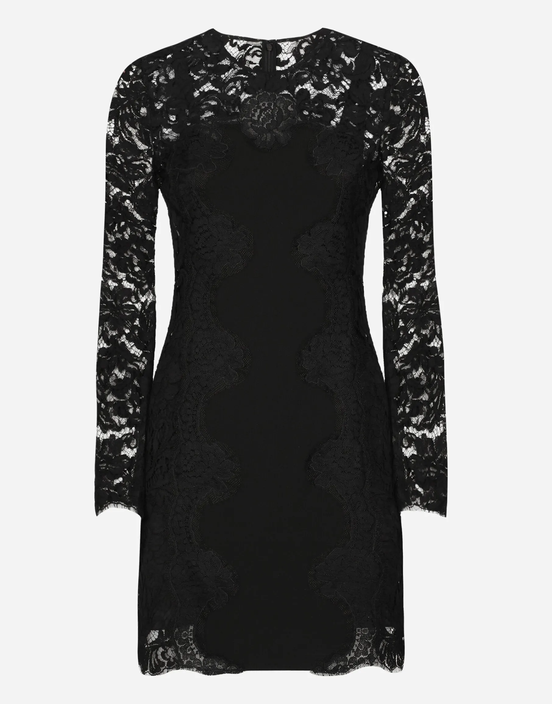 Short cordonetto lace dress with a jersey insert