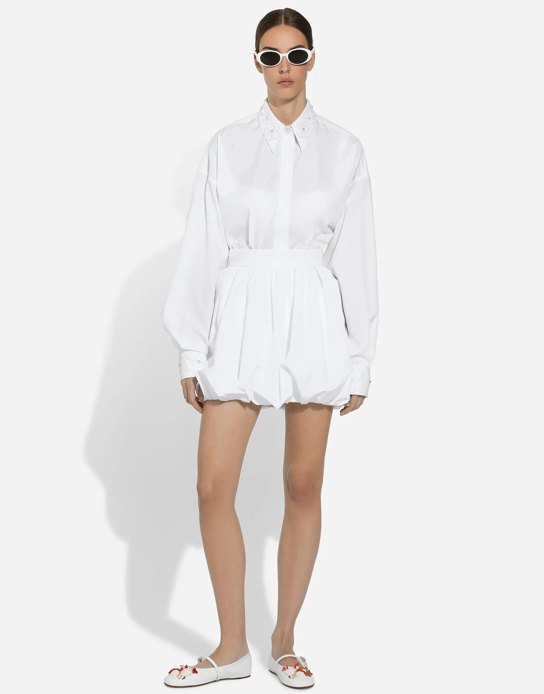 Short cotton balloon skirt