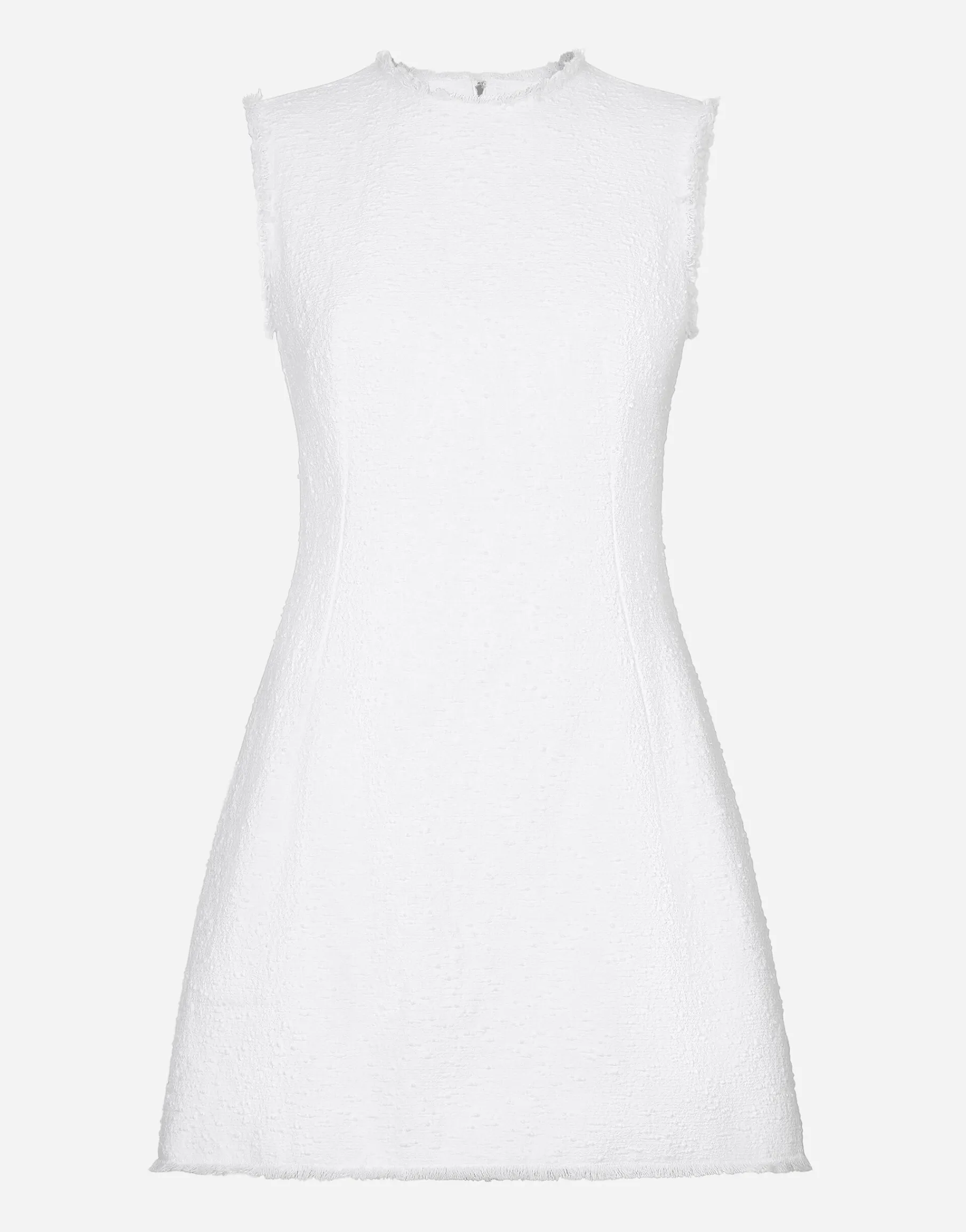 Short cotton raschel tweed dress