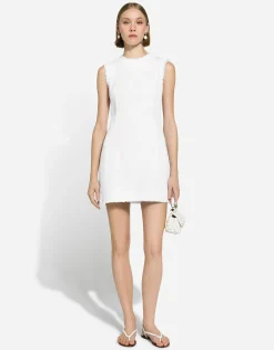 Short cotton raschel tweed dress