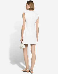 Short cotton raschel tweed dress