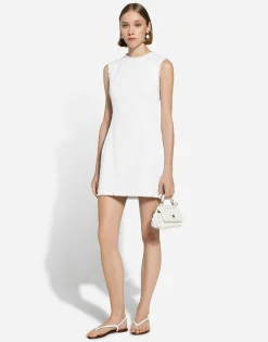 Short cotton raschel tweed dress