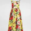 Short cotton sundress with gardenia print