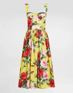 Short cotton sundress with gardenia print