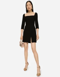 Short double crepe dress