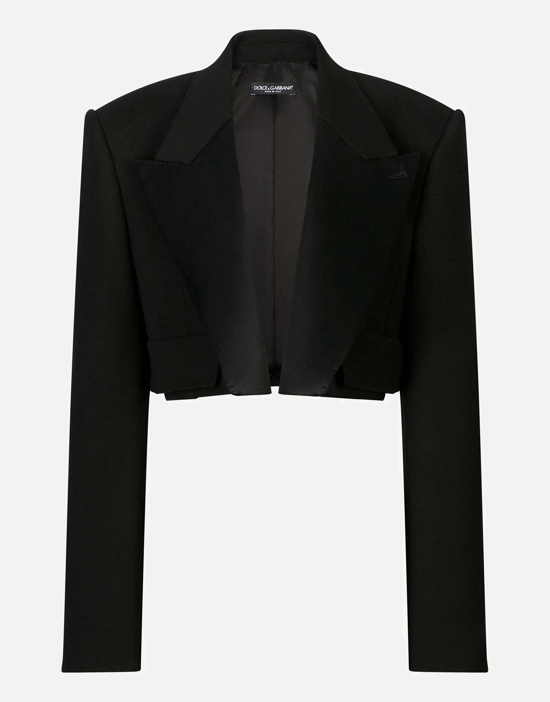 Short double wool tuxedo jacket