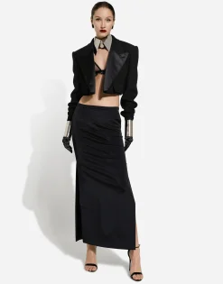 Short double wool tuxedo jacket