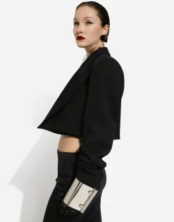 Short double wool tuxedo jacket
