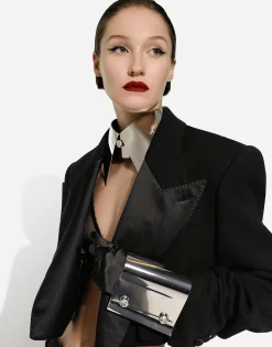 Short double wool tuxedo jacket