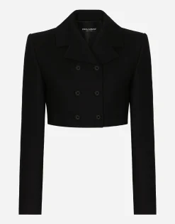 Short double-breasted twill jacket