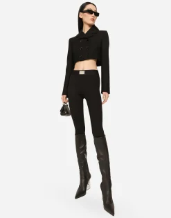 Short double-breasted twill jacket