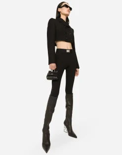 Short double-breasted twill jacket