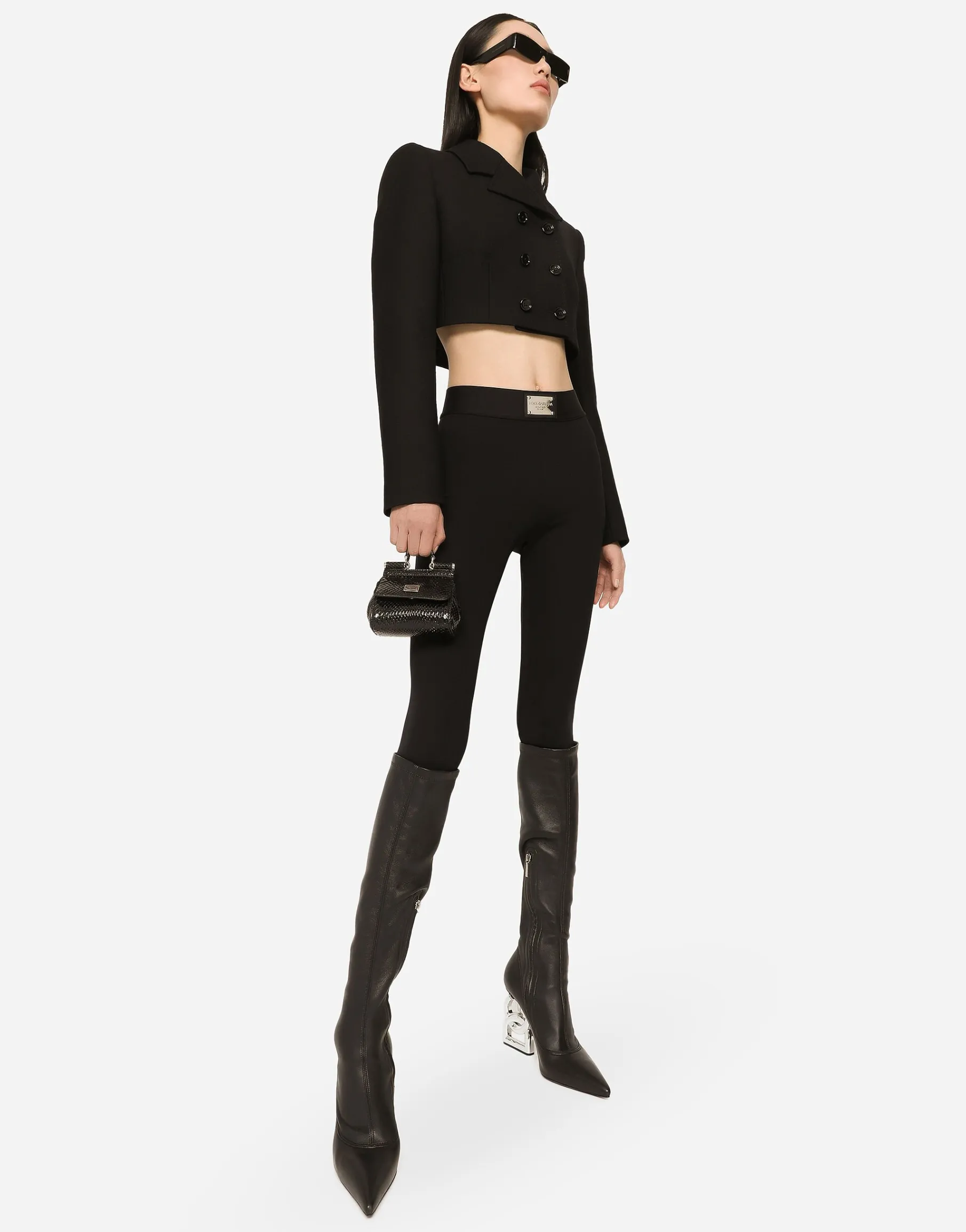 Short double-breasted twill jacket