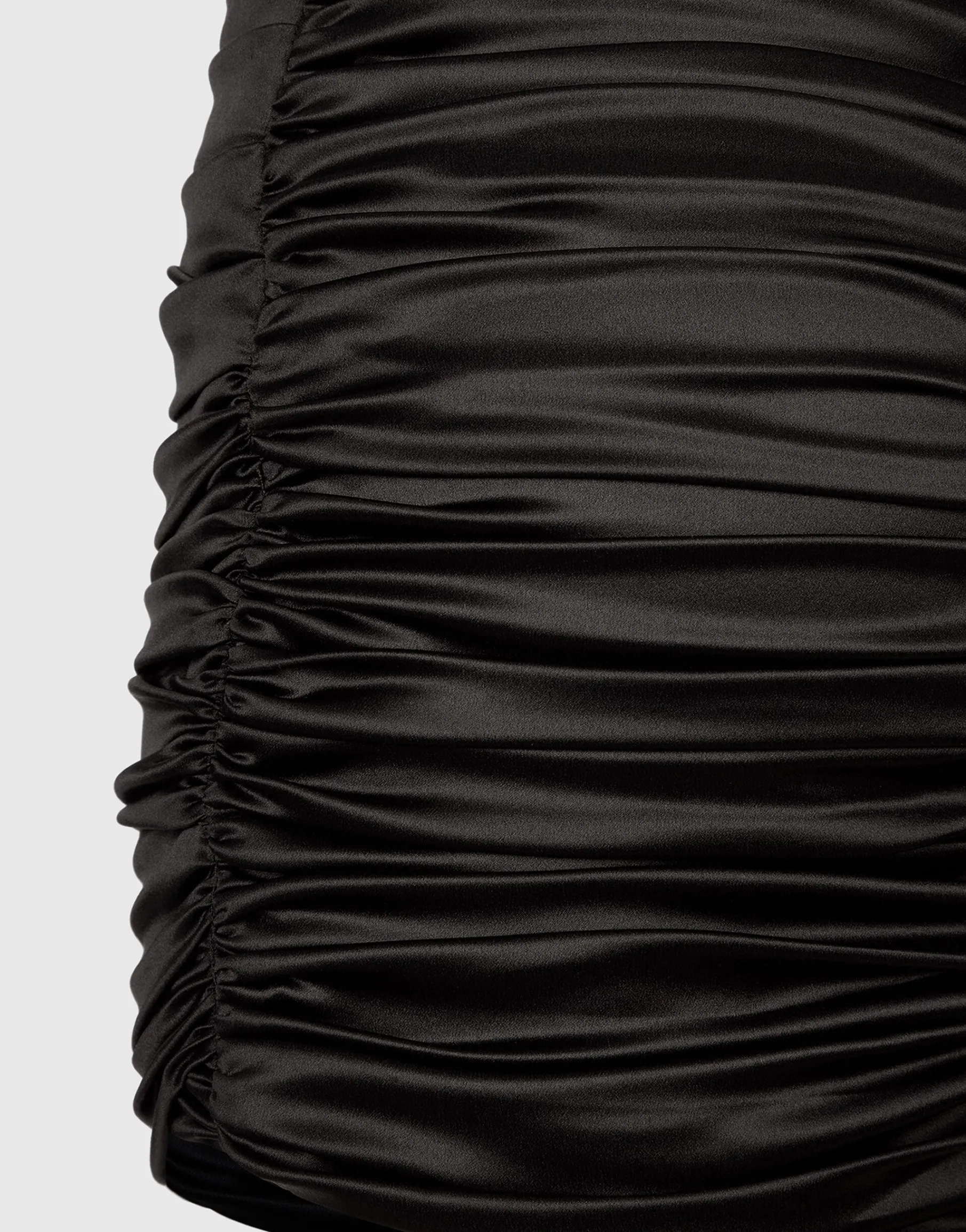 Short draped satin skirt with side bow