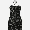 Short draped tulle dress with polka-dot print