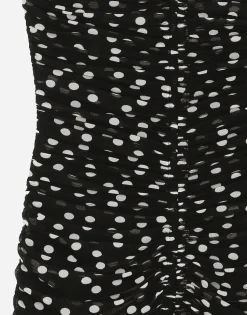 Short draped tulle dress with polka-dot print