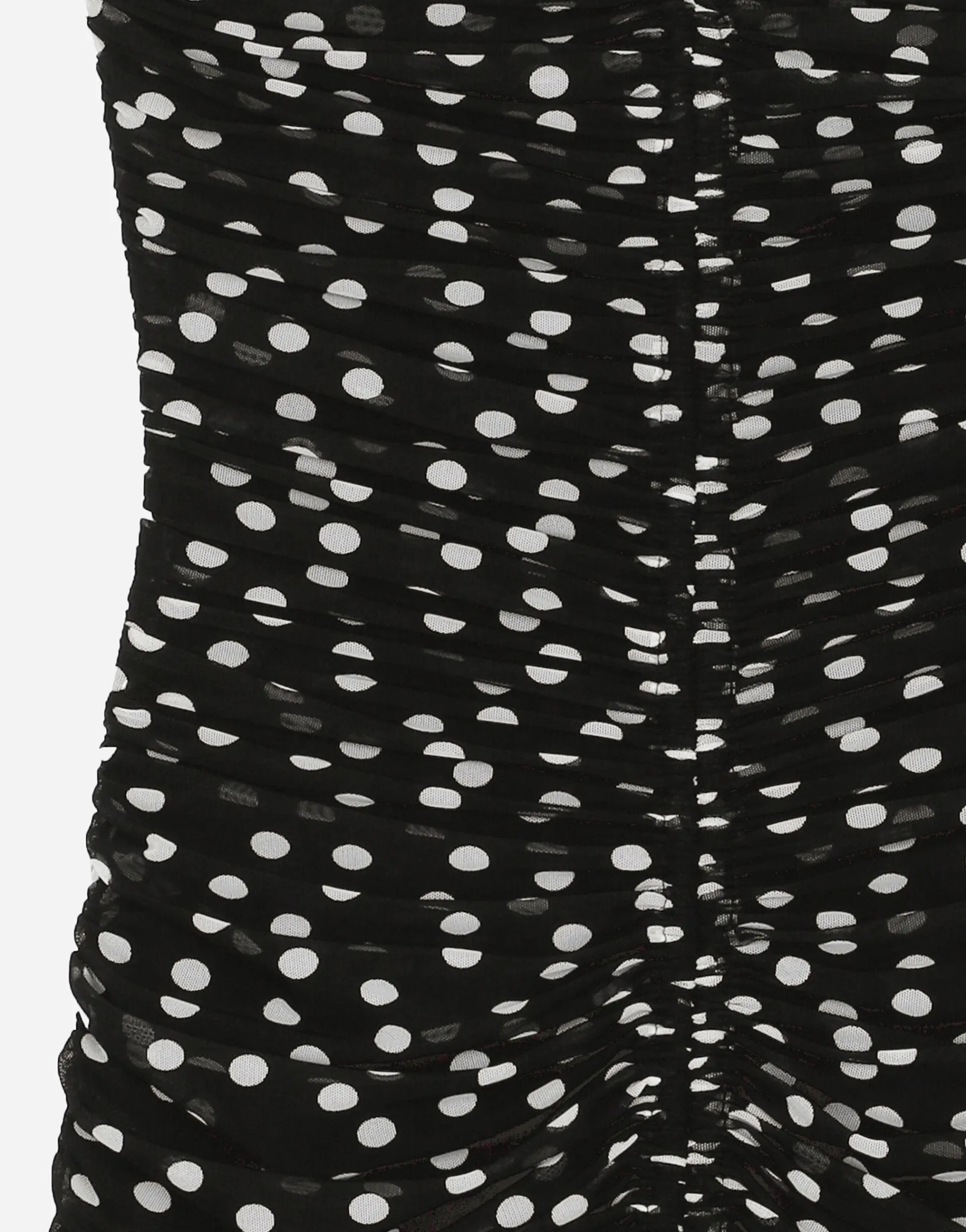 Short draped tulle dress with polka-dot print