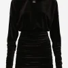 Short draped velvet dress with DG logo