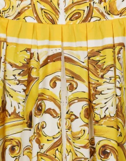 Short dress with corset bodice in majolica-print cotton poplin