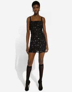 Short dress with sequin embellishment