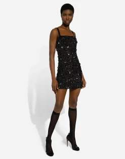 Short dress with sequin embellishment