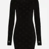 Short flocked jersey dress with all-over DG logo