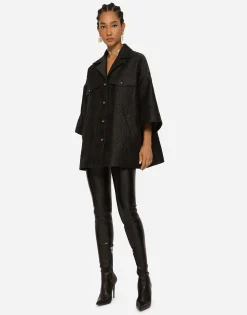 Short floral jacquard cape