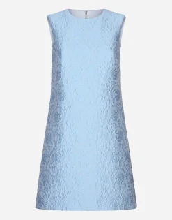 Short floral quilted jacquard A-line dress