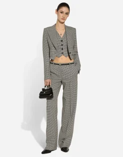 Short houndstooth jacket with vest