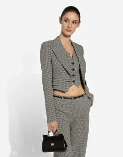 Short houndstooth jacket with vest