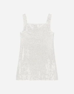 Short interlock dress with fusible rhinestones