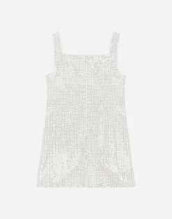Short interlock dress with fusible rhinestones
