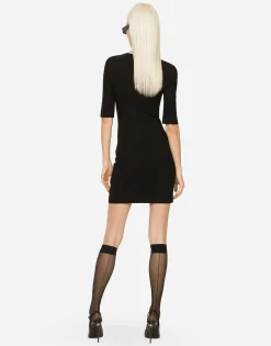 Short jersey dress with 3/4 sleeves