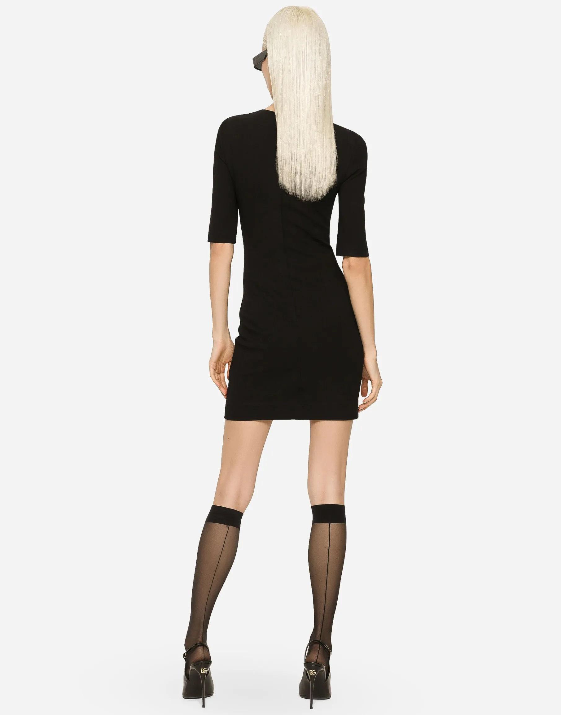 Short jersey dress with 3/4 sleeves