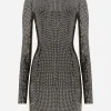 Short jersey dress with sequin embellishment
