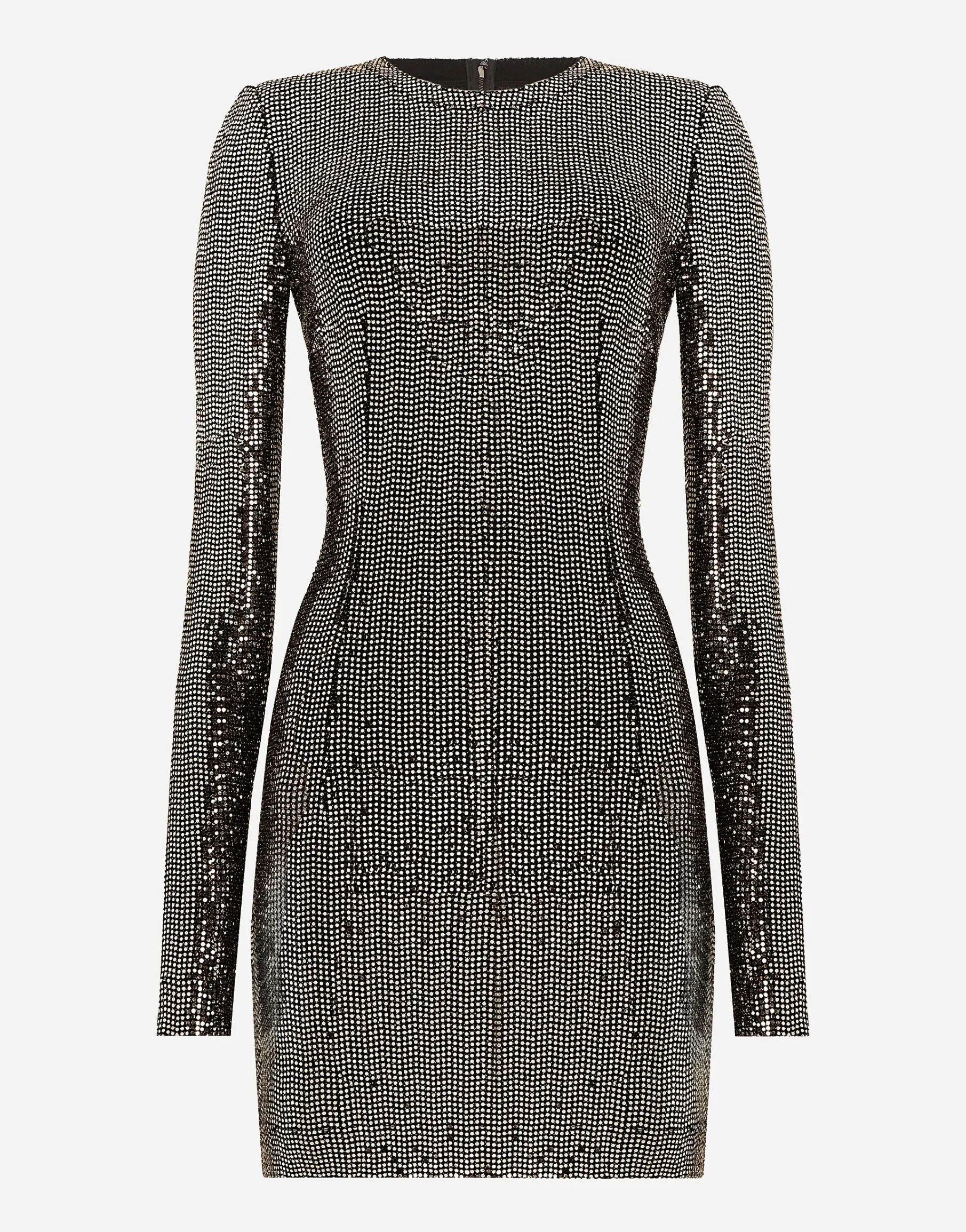 Short jersey dress with sequin embellishment