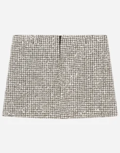 Short jersey skirt with fusible rhinestones