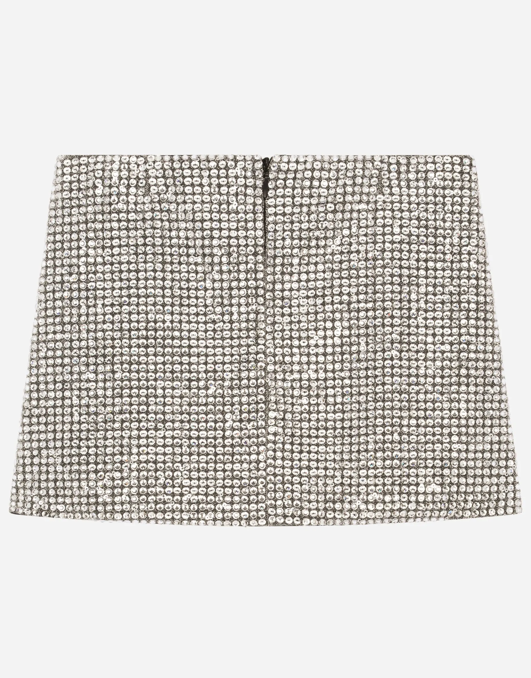 Short jersey skirt with fusible rhinestones