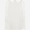 Short lace dress with satin neck