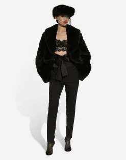 Short lambskin jacket with belt